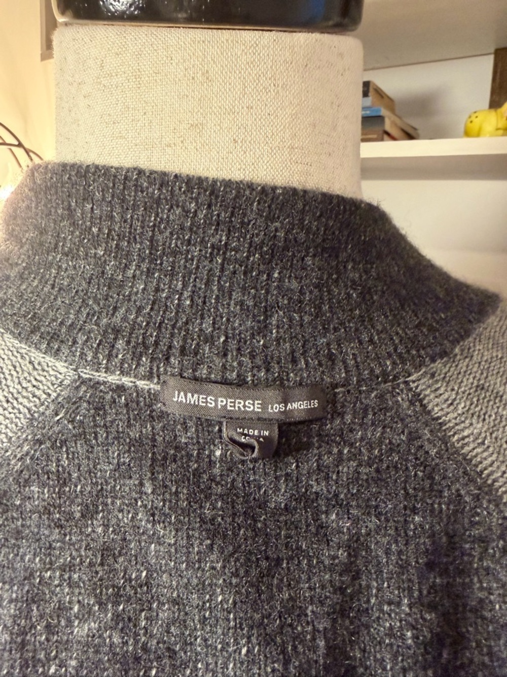 James Perse Two-Tone Gray Full-Zip Sweater Jacket - Picture 4 of 6